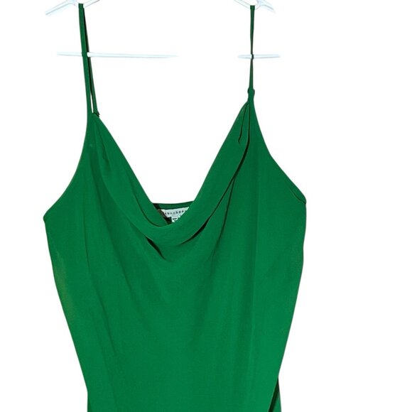Tash + Sophie Cowl Chiffon Emerald Green Midi Dress With Straps L Holiday Party - Picture 3 of 8